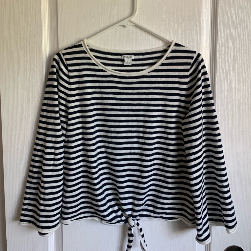 J.Crew Factory Stripe Tie Front Sweater